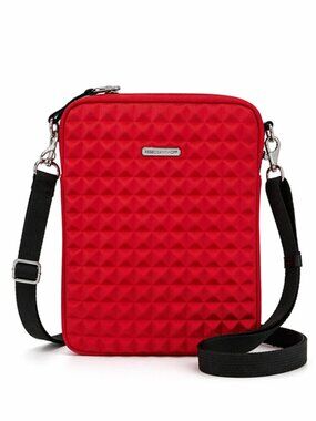 REBECCA MINKOFF Red Neoprene Pyramid Stud iPad Tablet Case Bag